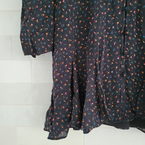 Veronica Beard Riggins Silk Long-Sleeve Dress Black Flowers Floral Size 4 $195 - Picture 4 of 9